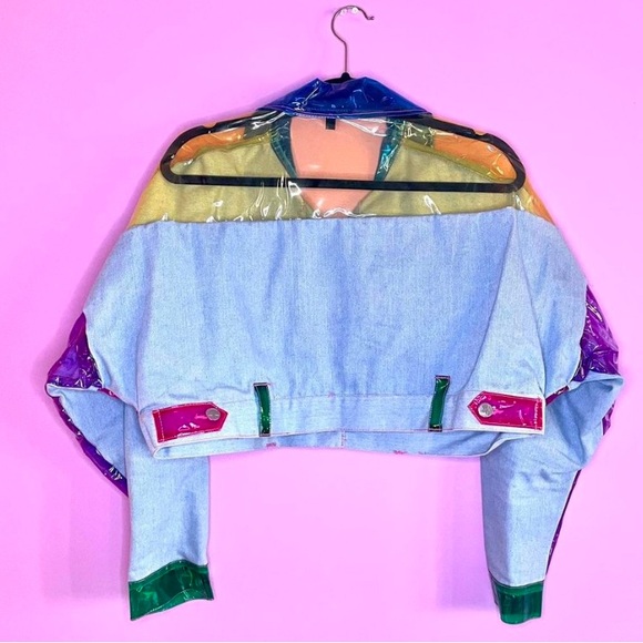 Current Mood color block vinyl denim jacket - Picture 3 of 4